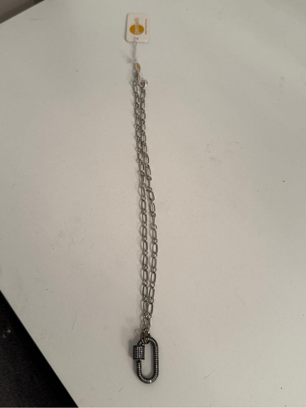 Gemelli Minimalist Silver-Tone Carabiner Pendant Necklace - Picture 3 of 7